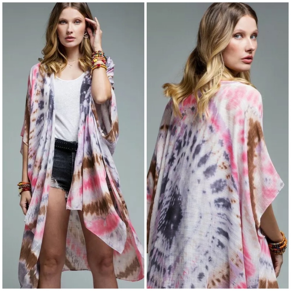 SOLD OUT Dreamer Tie Dye Boho Open Kimono Wrap Top - Picture 1 of 6